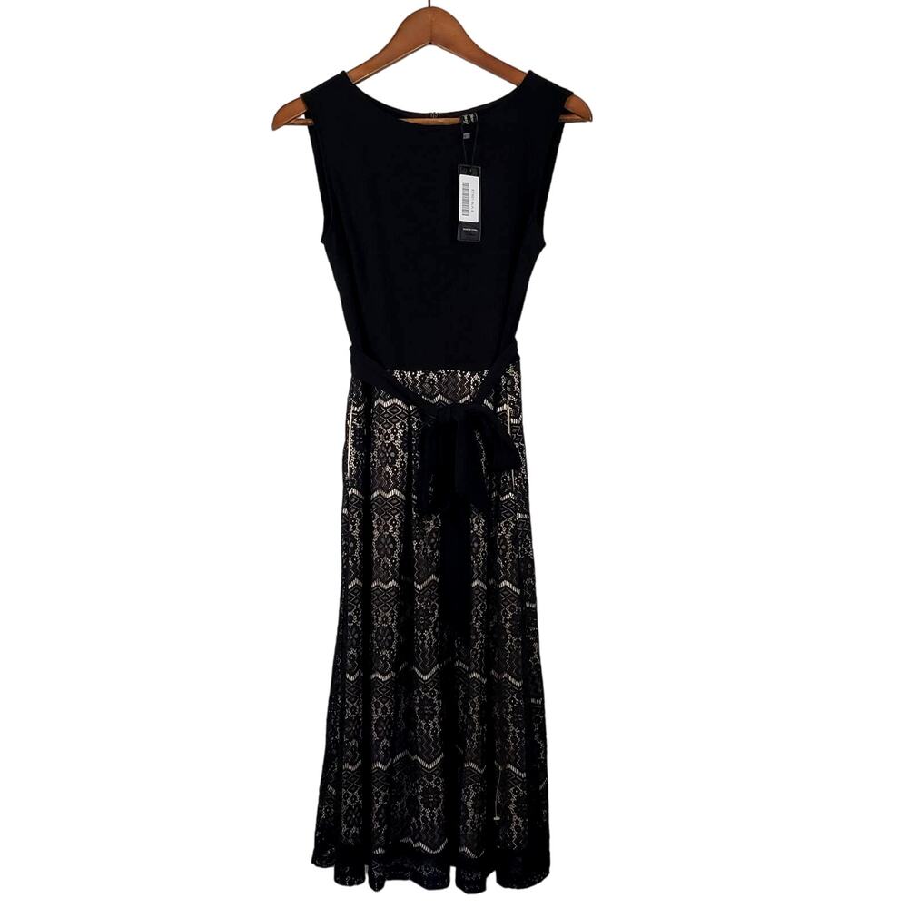 NEW! VFShow Lace Midi Dress Sleeveless Lace Midi Date Party Black Tie Waist - S